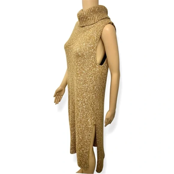 by Anthropologie Turtleneck Sleeveless High-Low Knit Sweater Dress size L - Picture 8 of 13